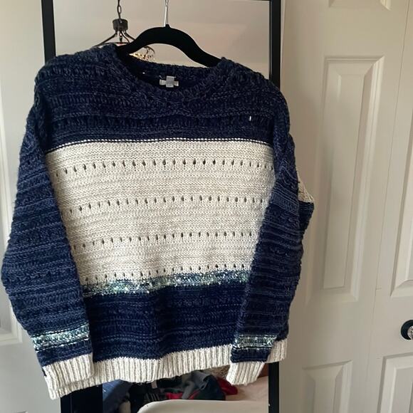 URBAN OUTFITTERS ECOTE White & Blue Striped Knit Sweater Size Medium - Picture 1 of 5